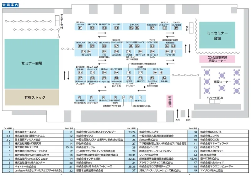 会計事務所博覧会2023の会場小間割り_展示会営業術